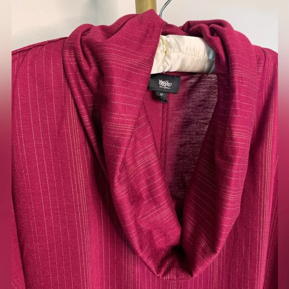 Dolman Batwing Pullover Knit Cowl Neck Pinstripe Top Shirt Cranberry Mossimo M - Picture 7 of 10
